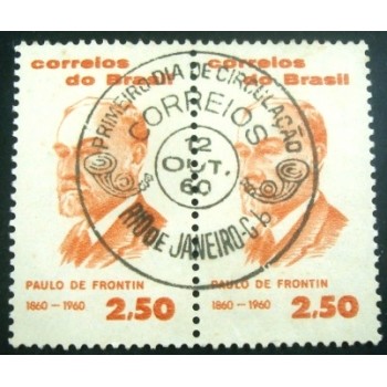 Par de selos postais do Brasil de 1960 Paulo de Frontin N1D