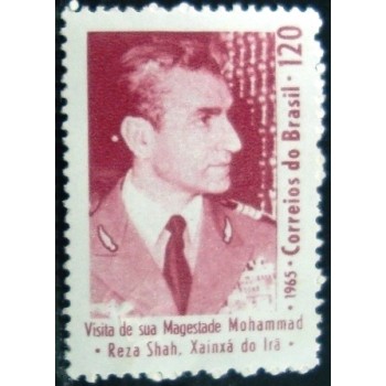 Selo postal do Brasil de 1965 Reza Pahlevi M
