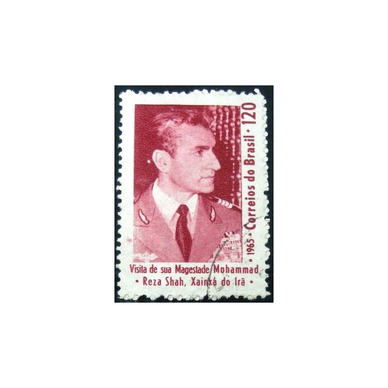 Imagem similar à do selo postal do Brasil de 1965 Reza Pahlevi U