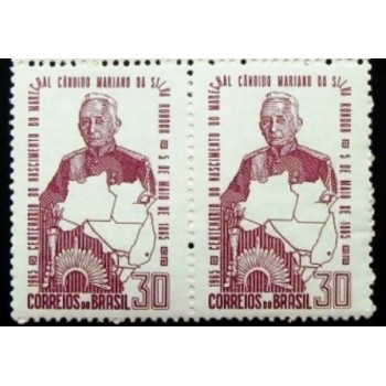 Par de selos postais do Brasil de 1965 Marechal Rondon