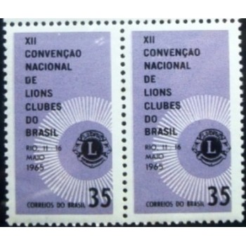 Par de selos postais do Brasil de 1965 Lions Clubes M