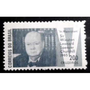 Selo postal marmorizado do Brasil de 1965 Sir Winston Churchill