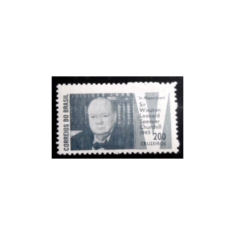 Selo postal marmorizado do Brasil de 1965 Sir Winston Churchill