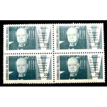 Quadra de selos postais do Brasil de 1965 Sir Winston Churchill N