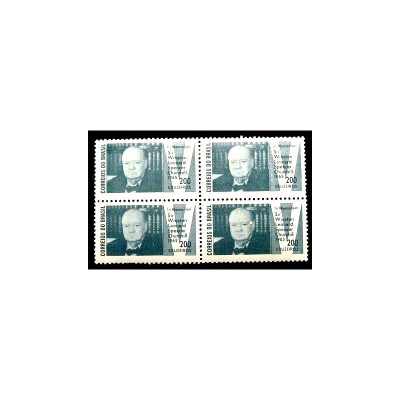 Quadra de selos postais do Brasil de 1965 Sir Winston Churchill N