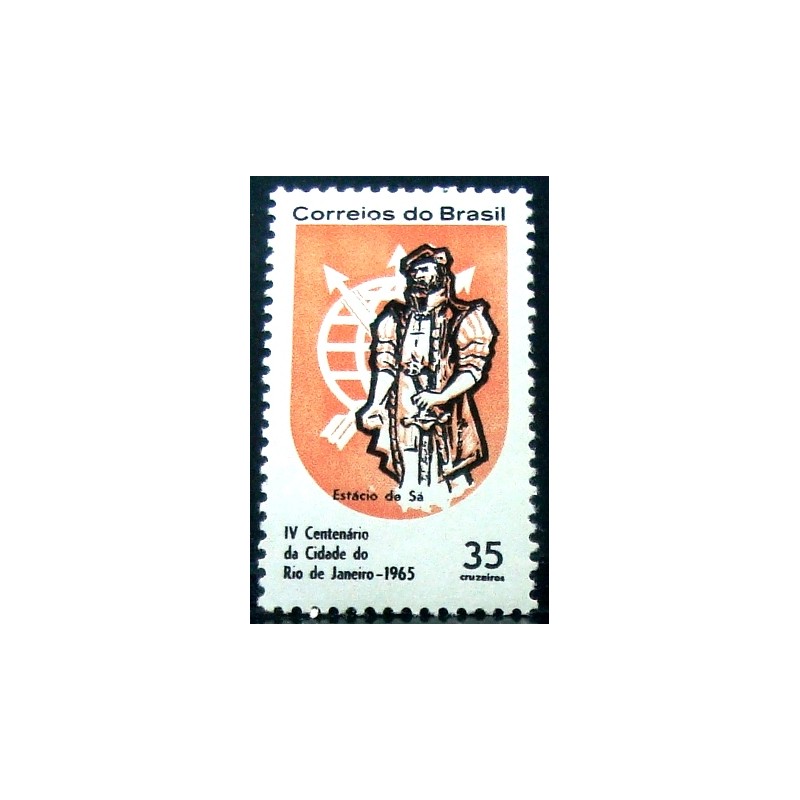 Selo postal do Brasil de 1965 Estácio de Sá M