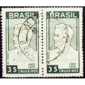 Par de selos postais do Brasil de 1965 Lêoncio Correia U