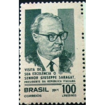 Selo postal do Brasil de 1965 Presidente Saragat M