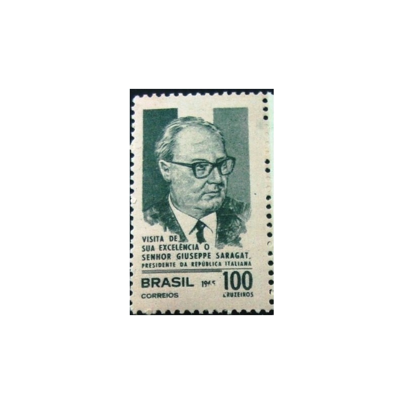 Selo postal do Brasil de 1965 Presidente Saragat M