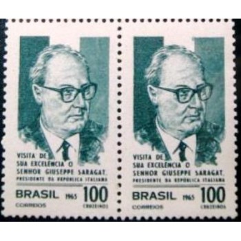 Par de selos postais do Brasil de 1965 Saragat M