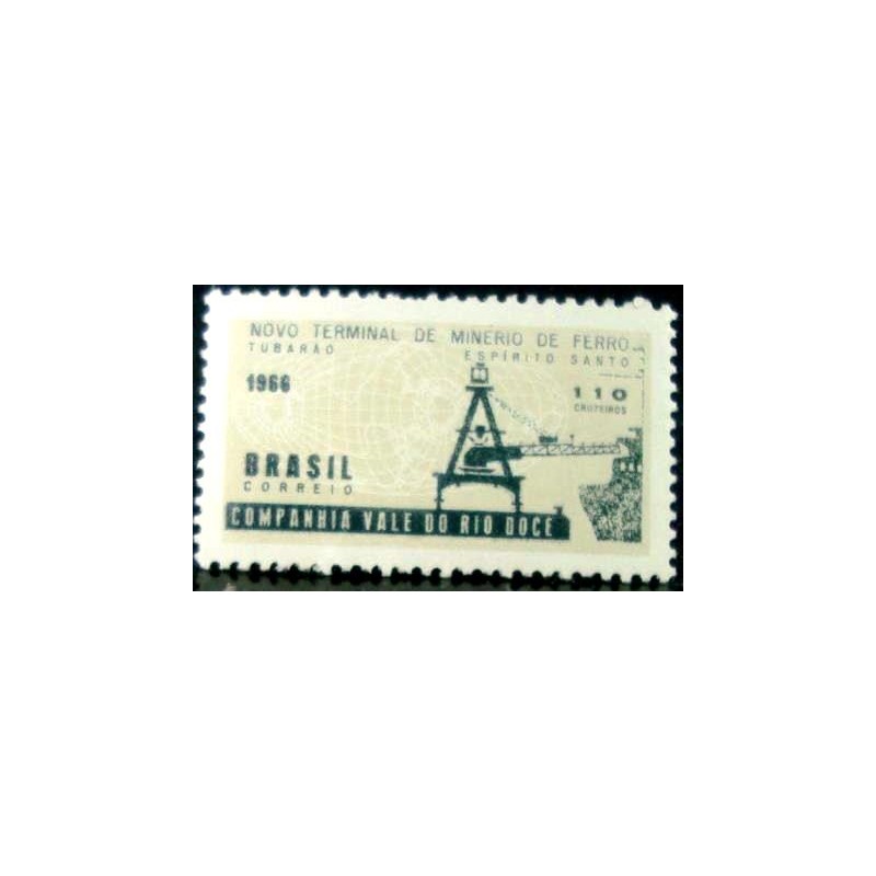 Selo postal do Brasil de 1966 Terminal de Tubarão M