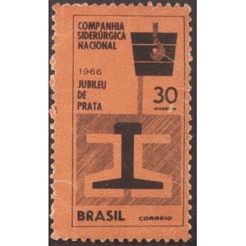 Selo postal do Brasil de 1966 Aniversário CSN N