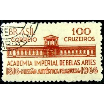 Selo postal do Brasil de 1966 Missão Artística Francesa NCC