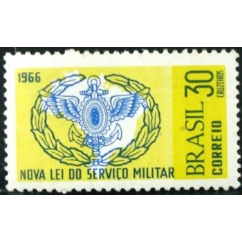 Selo postal do Brasil de 1966 Nova Lei Militar M