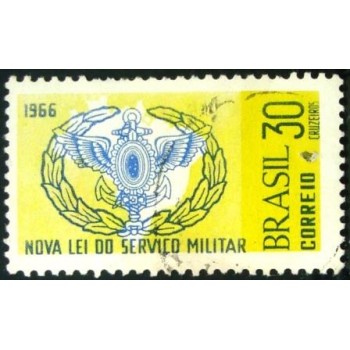 Imagem similar á do selo postal do Brasil de 1966 Nova Lei Militar U