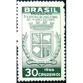 Selo postal do Brasil de 1966 Exposição Nacional Fumo M