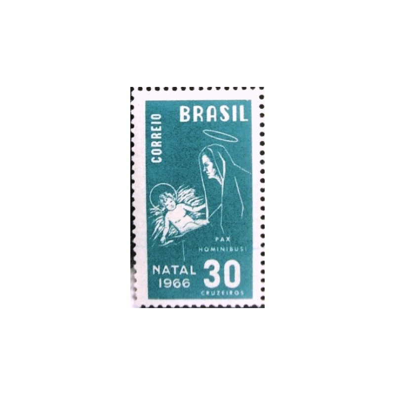 Selo postal do Brasil de 1966 Natal 66 M