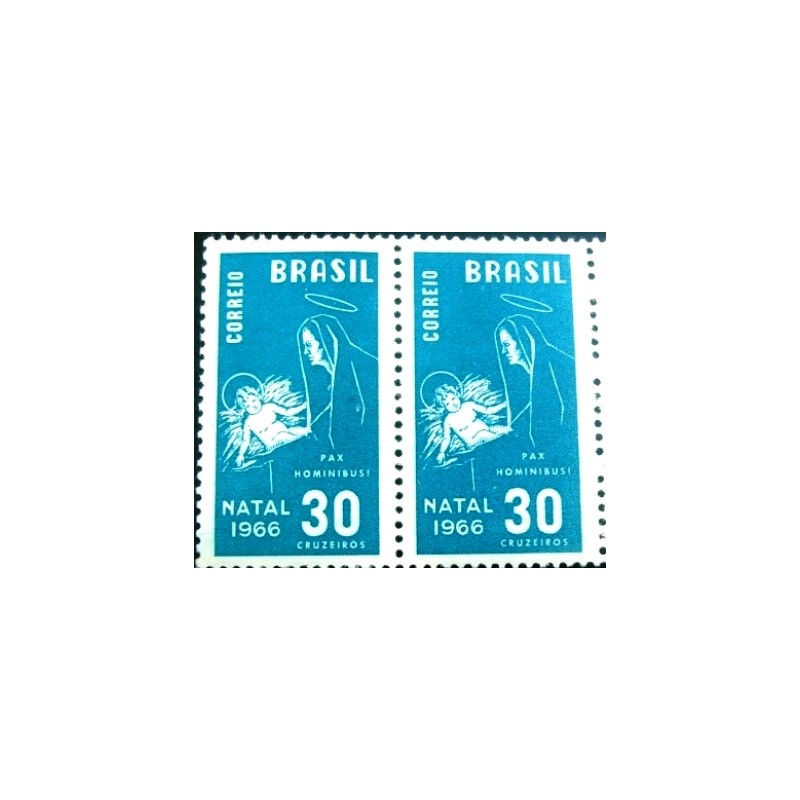 Par de selos postais do Brasil de 1966 - Maria e Jesus M