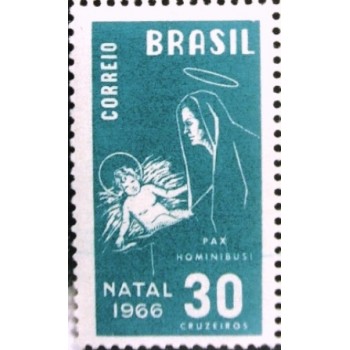 Selo postal do Brasil de 1966 Natal 66 M