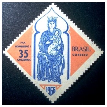 Selo postal do Brasil de 1966 - Jesus e Maria M