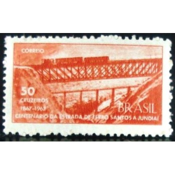 Selo postal de 1967 Estrada de Ferro Santos - Jundiaí M