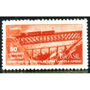 Selo postal de 1967 Estrada de Ferro Santos - Jundiaí N