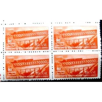 Quadra de selos postais de 1967 Estrada de Ferro Santos - Jundiaí M