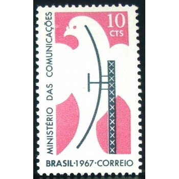 Selo postal do Brasil de 1967 Ministério das Comunicações M