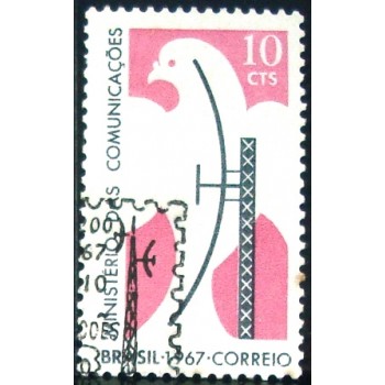 Selo postal do Brasil de 1967 Ministério das Comunicações MCC