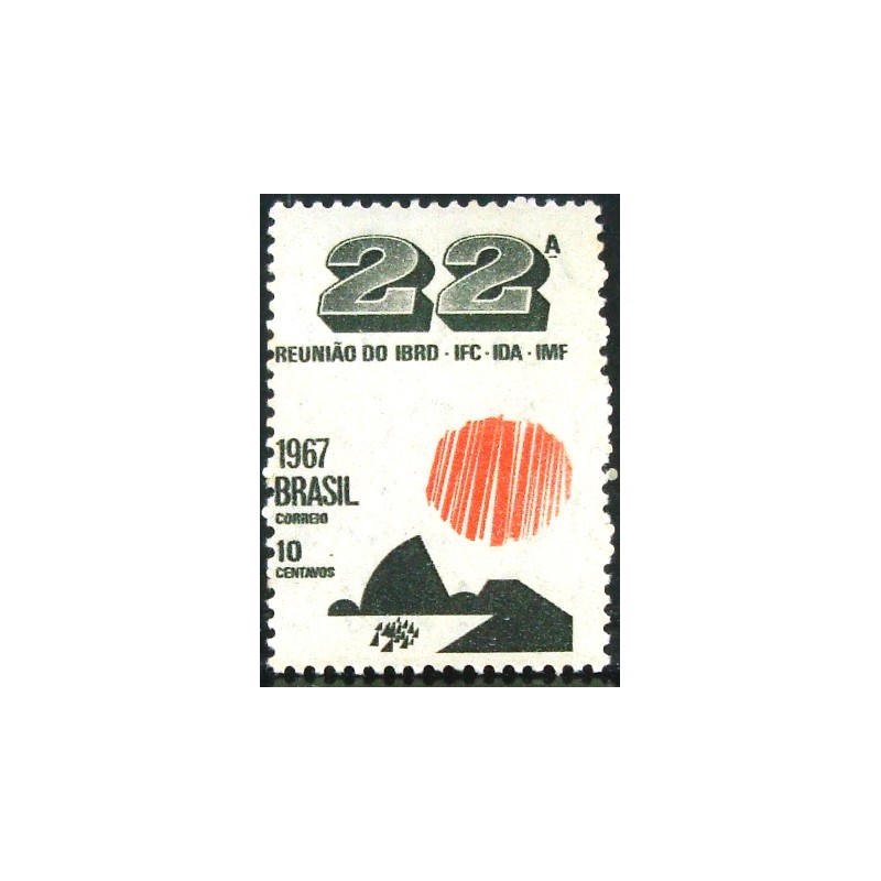 Selo postal do Brasil de 1967 Reunião do IBRD M