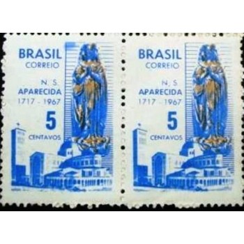 Par de selos postais do Brasil de 1967 N.S.Aparecida N