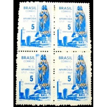 Quadra de selos postais do Brasil de 1967 N.S.Aparecida N