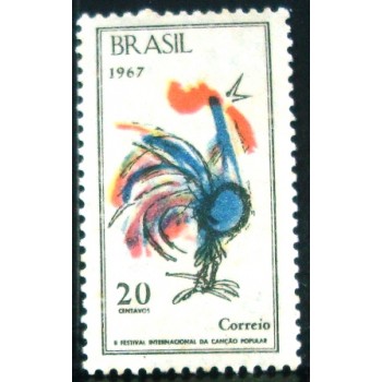 Selo postal Comemorativo do Brasil de 1967 Festival da Canção M
