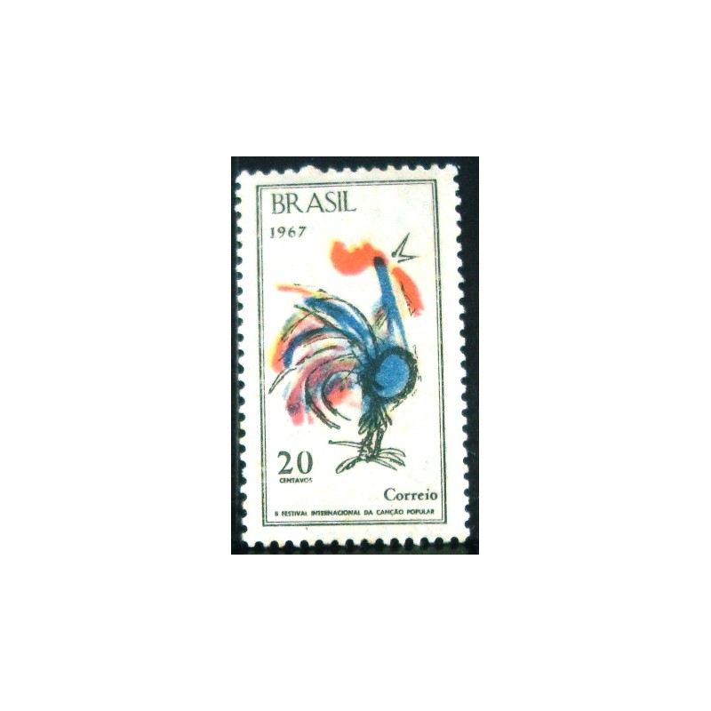 Selo postal Comemorativo do Brasil de 1967 Festival da Canção M