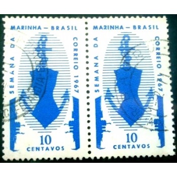 Par de selos postais do Brasil de 1967 Semana da Marinha U