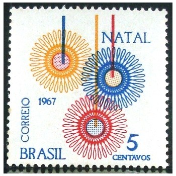 Selo postal do Brasil de 1967 Natal M