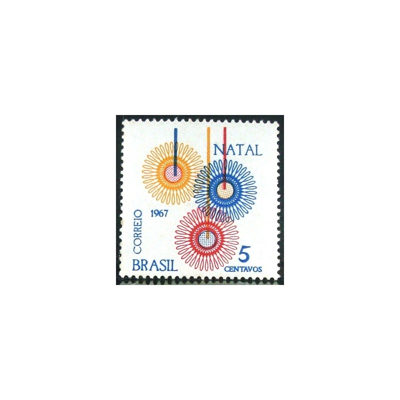 Selo postal do Brasil de 1967 Natal M