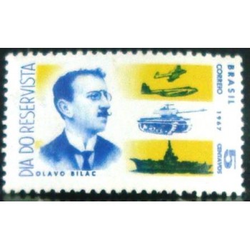 Selo postal do Brasil de 1967 Olavo Bilac M