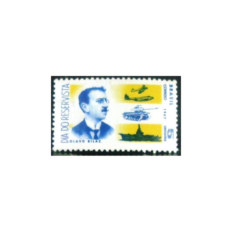 Selo postal do Brasil de 1967 Olavo Bilac M