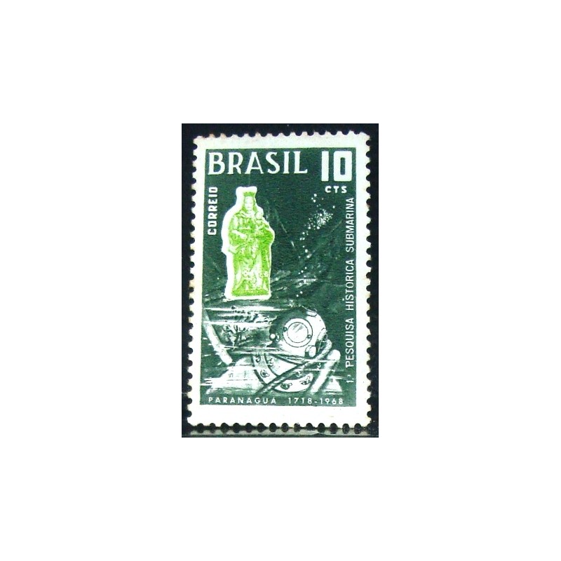 Selo postal do Brasil de 1968 Pesquisa Submarina M