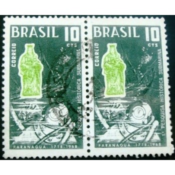 Par de selos postais do Brasil de 1968 Pesquisa Submarina U