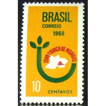 Selo postal do Brasil de 1968 Criação da Zona Franca M