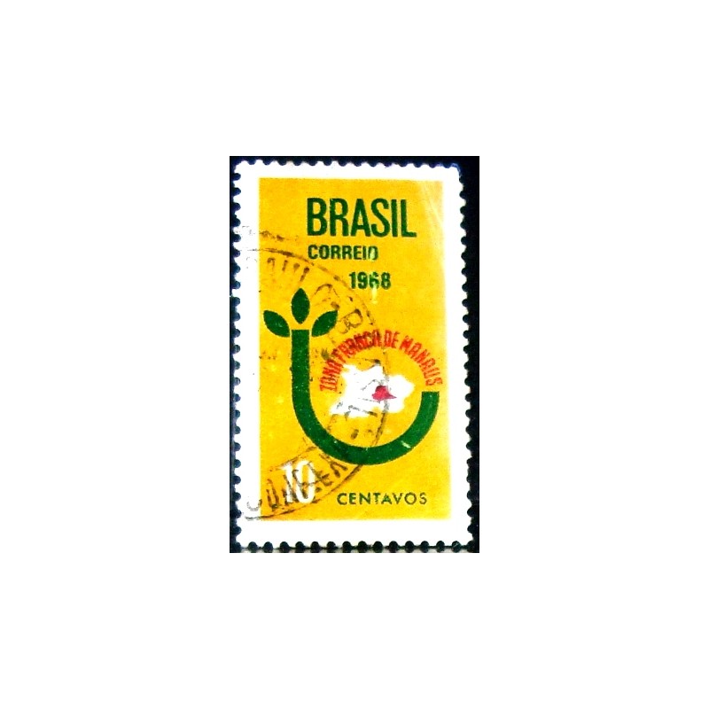 Imagem similar á do selo postal do Brasil de 1968 Criação da Zona Franca U