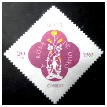 Selo postal do Brasil de 1967 Rosa de Ouro M