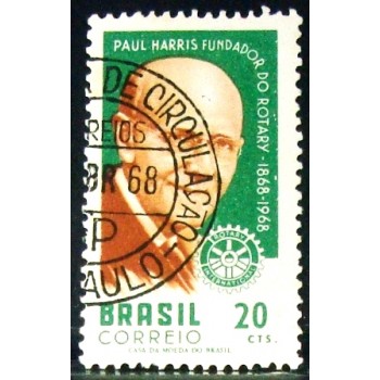 Selo postal do Brasil de 1968 Paul Percy Harris NCC