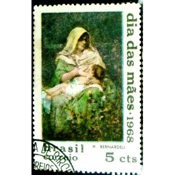 Selo postal do Brasil de 1968 Dia das Mães N1D