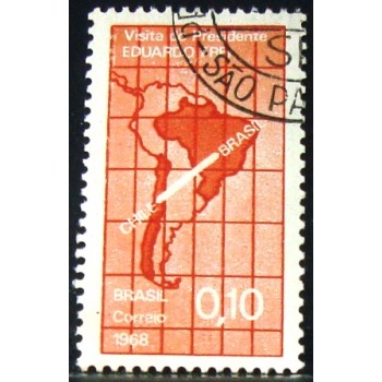 Selo postal do Brasil de 1968 Eduardo Frei M1D