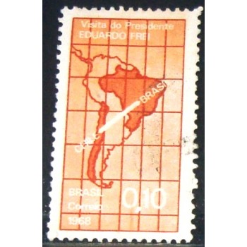 Imagem similar à do selo postal do Brasil de 1968 Eduardo Frei M1D