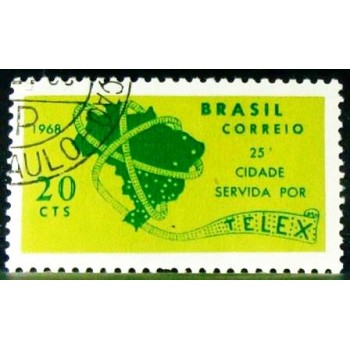 Selo postal do Brasil de 1968 Telex Curitiba M1D