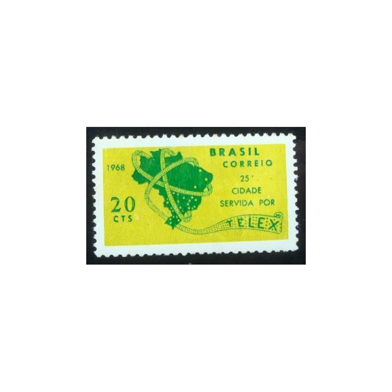 Selo postal do Brasil de 1968 Telex Curitiba N